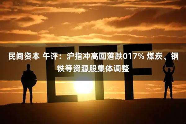 民间资本 午评：沪指冲高回落跌017% 煤炭、钢铁等资源股集体调整
